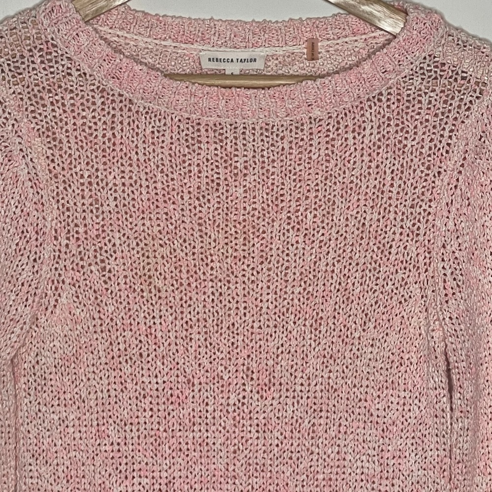 Rebecca Taylor Pink Knit Sweater Women's Size S Long Sleeve Round Neck Casual - Picture 3 of 6